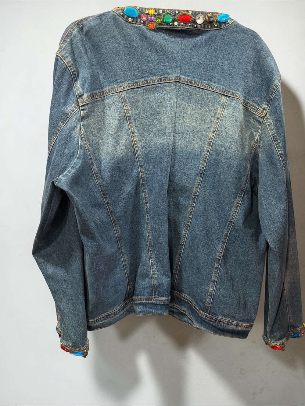 Vintage BEREK Embellished Denim Jacket – Multicolor Gems - Picture 9 of 10